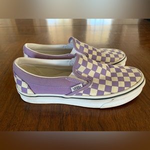 Purple Checkered Vans size W7.5